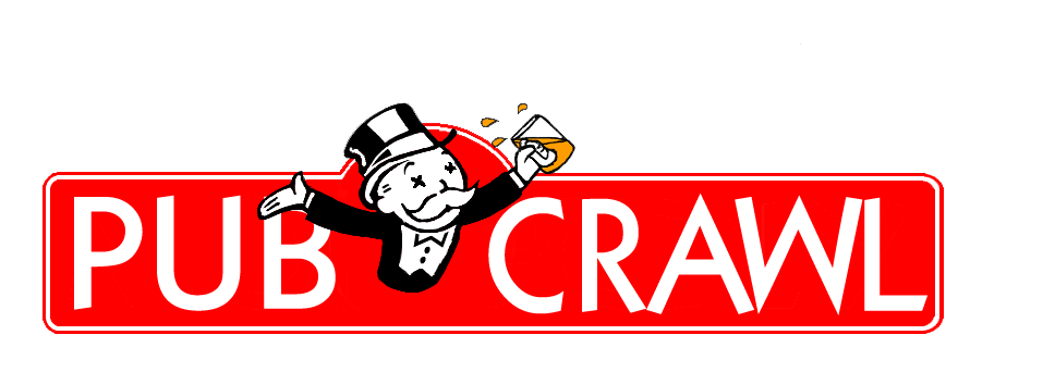 Our very fun logo for the London Monopoly board pub crawl